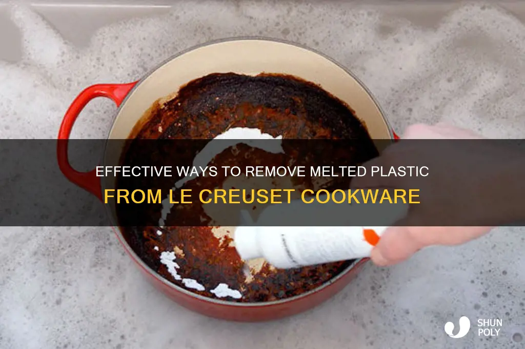 how to remove melted plastic from le creuset