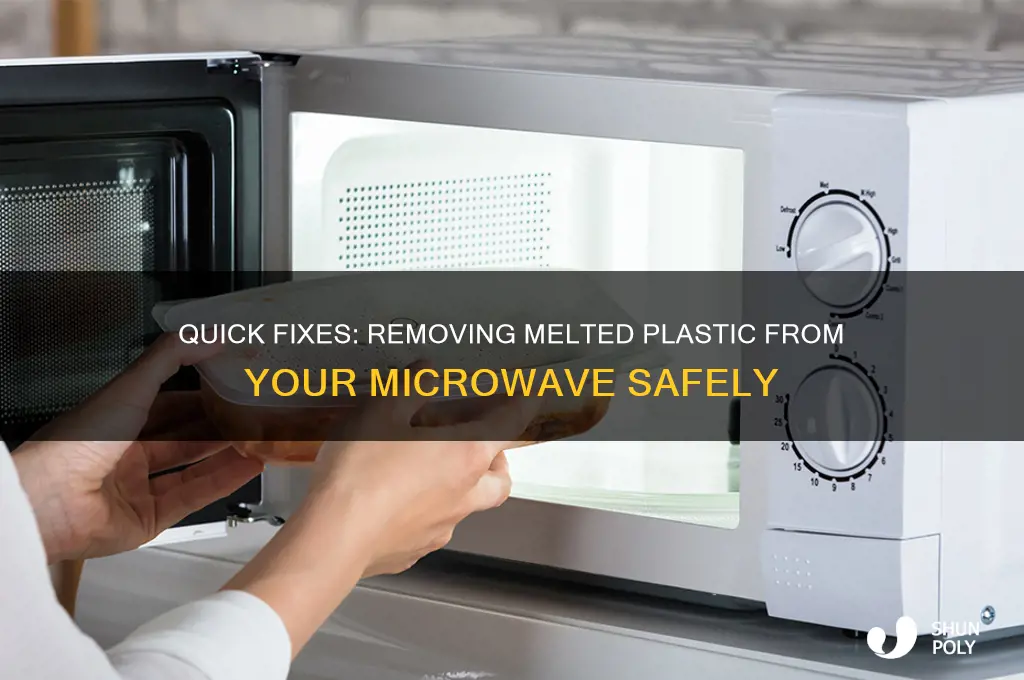 how to remove melted plastic from microwave