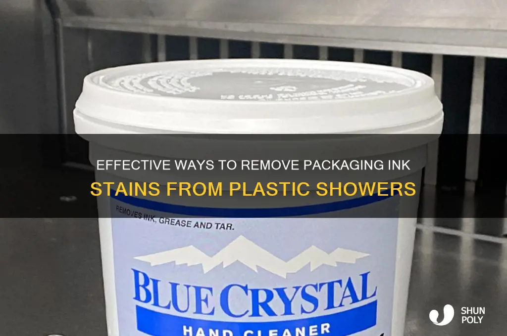 how to remove packaging ink stains from plastic shower