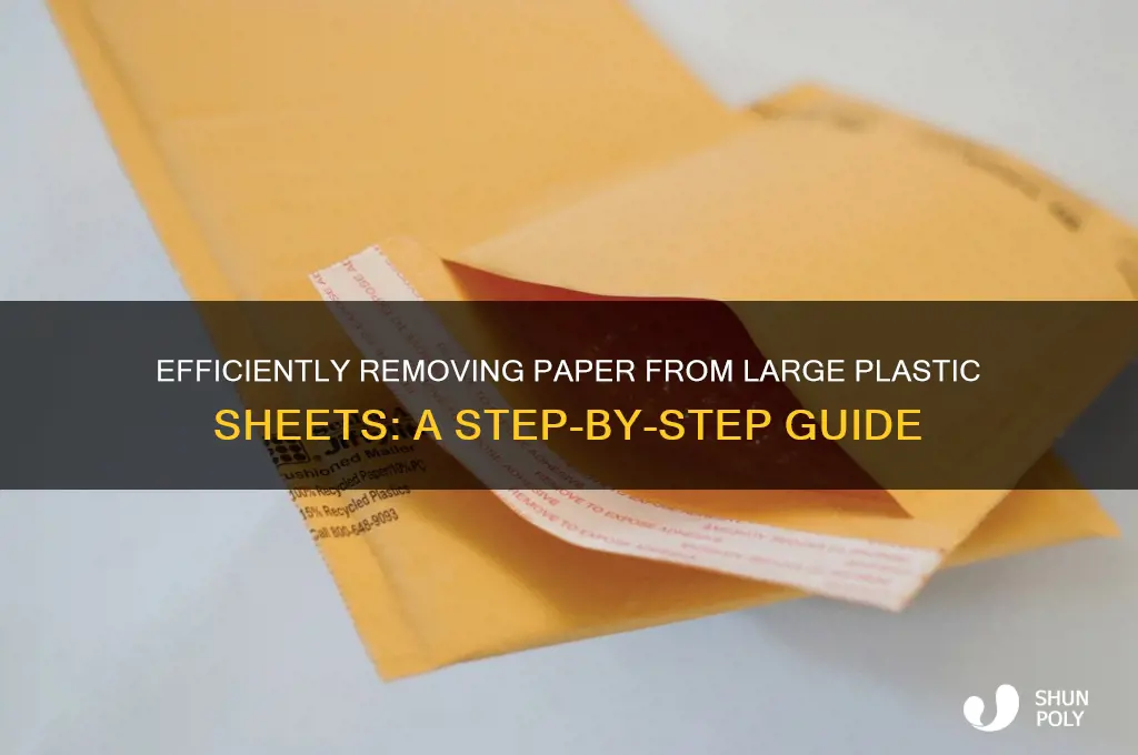 how to remove paper off of large plastic sheet