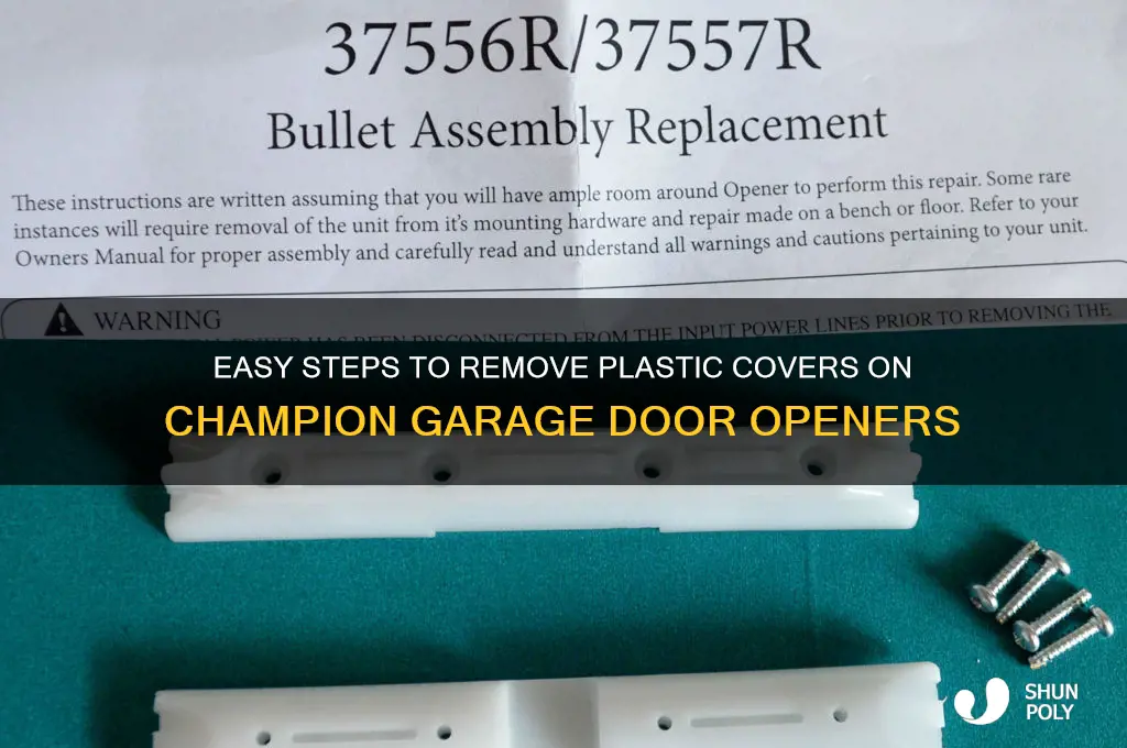 how to remove plastic covers on champion garage door openers