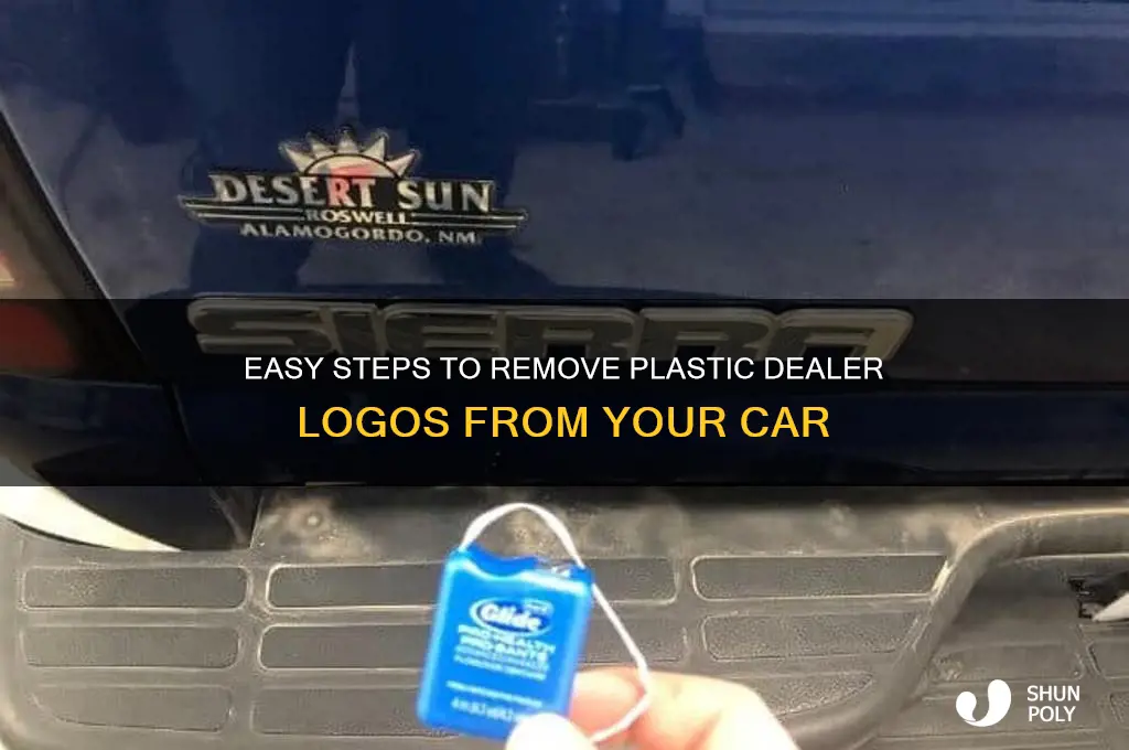 how to remove plastic dealer logo from car