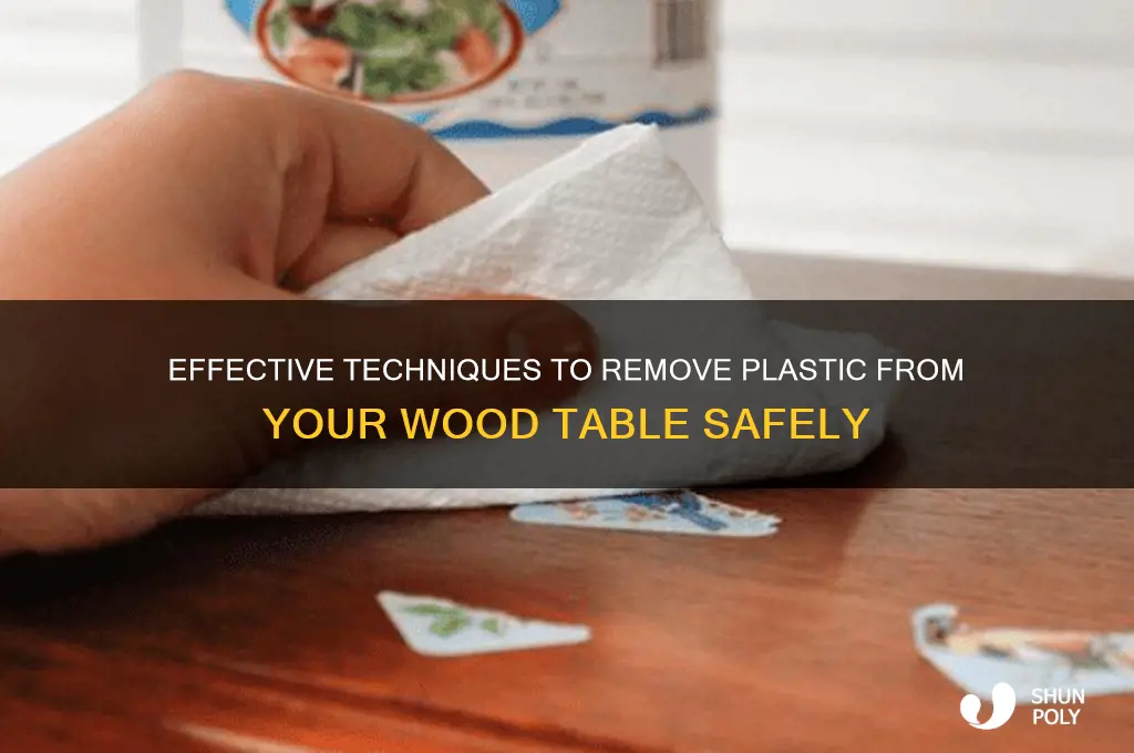 how to remove plastic from wood table