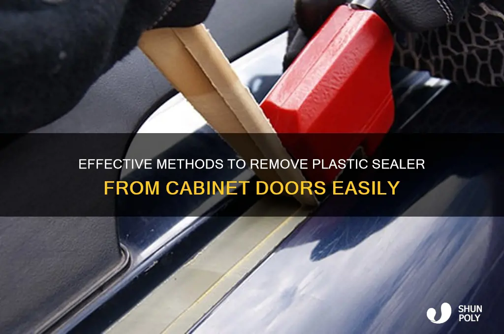 how to remove plastic sealer from cabinet doors