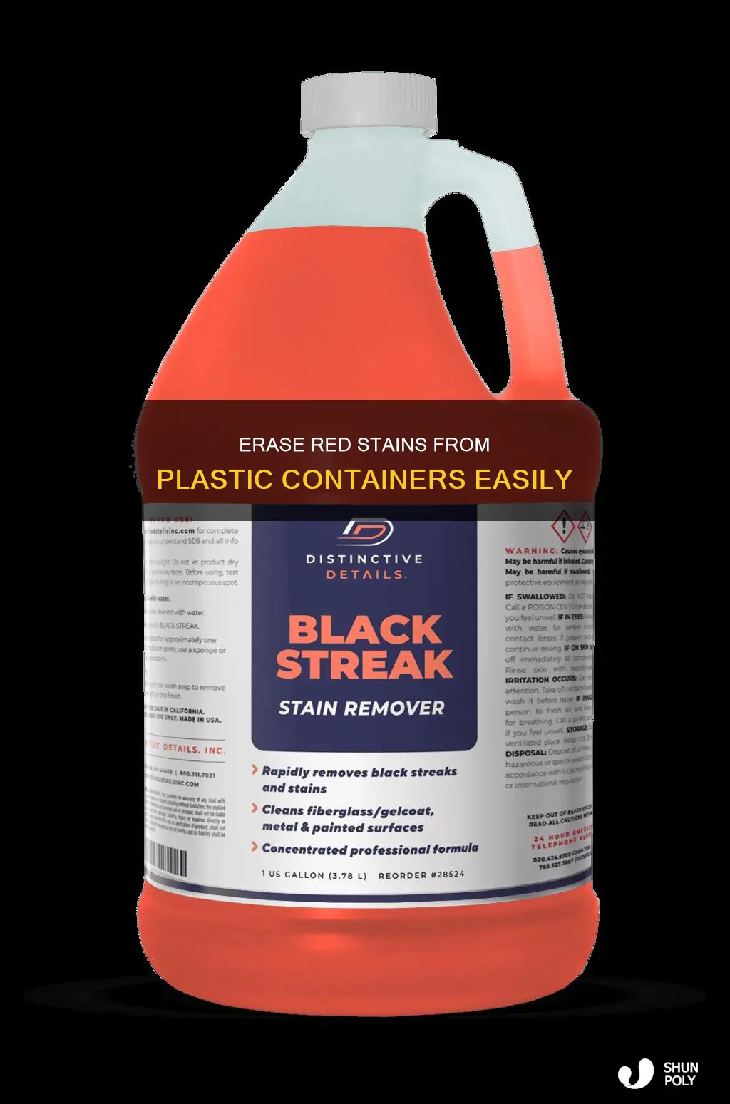 how to remove red stain from plastic container