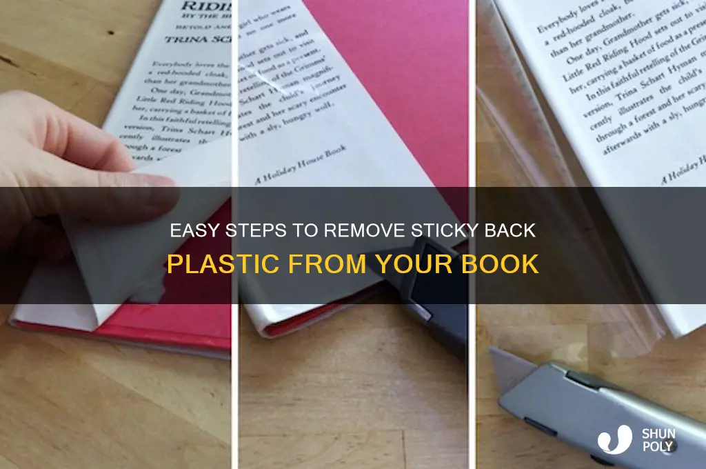 how to remove sticky back plastic from a book