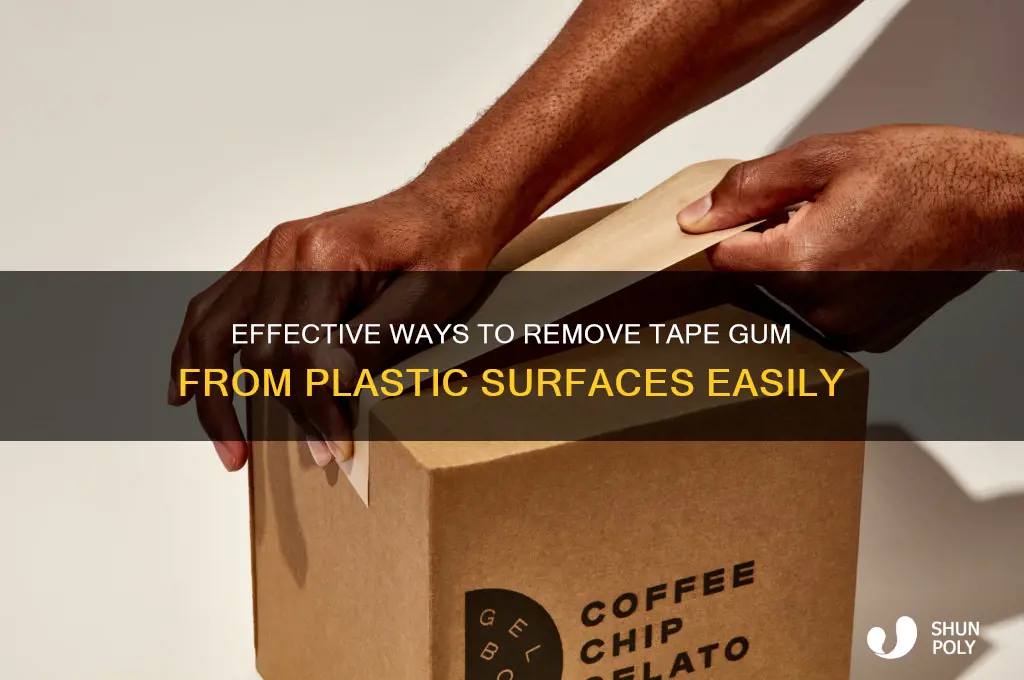 how to remove tape gum from plastic