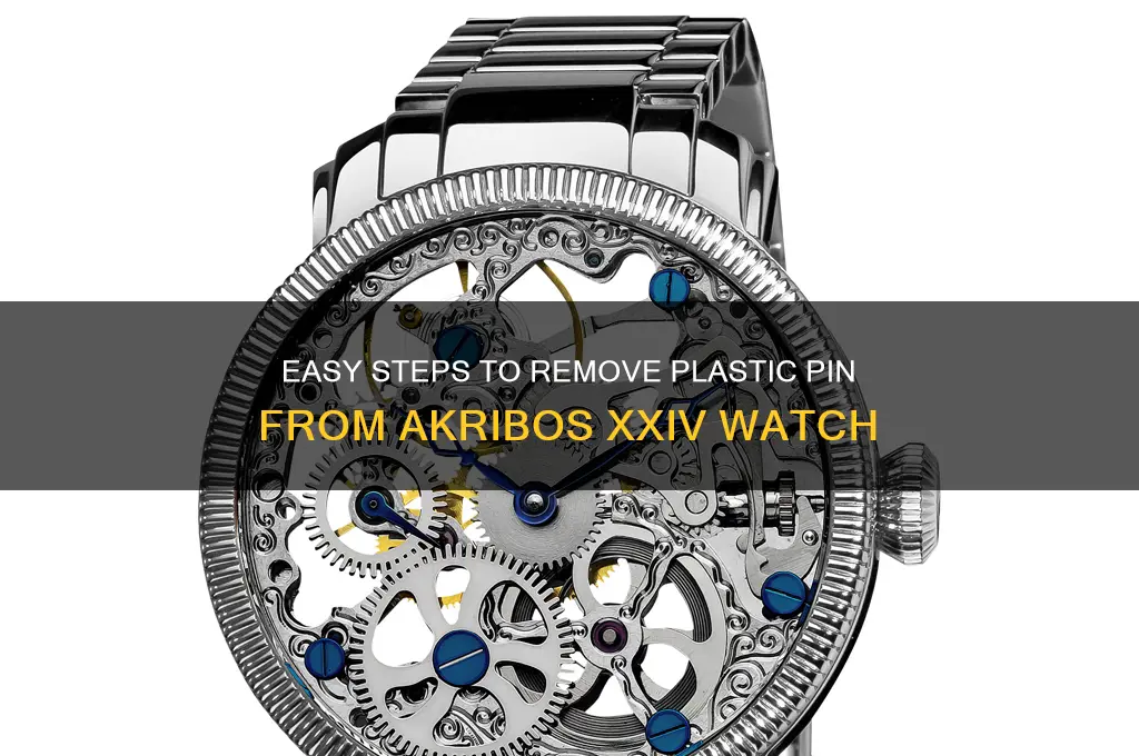 how to remove the plastic pin from akribos xxiv watch