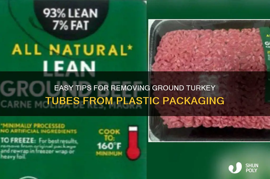 how to remove tubes of ground turkey from plastic