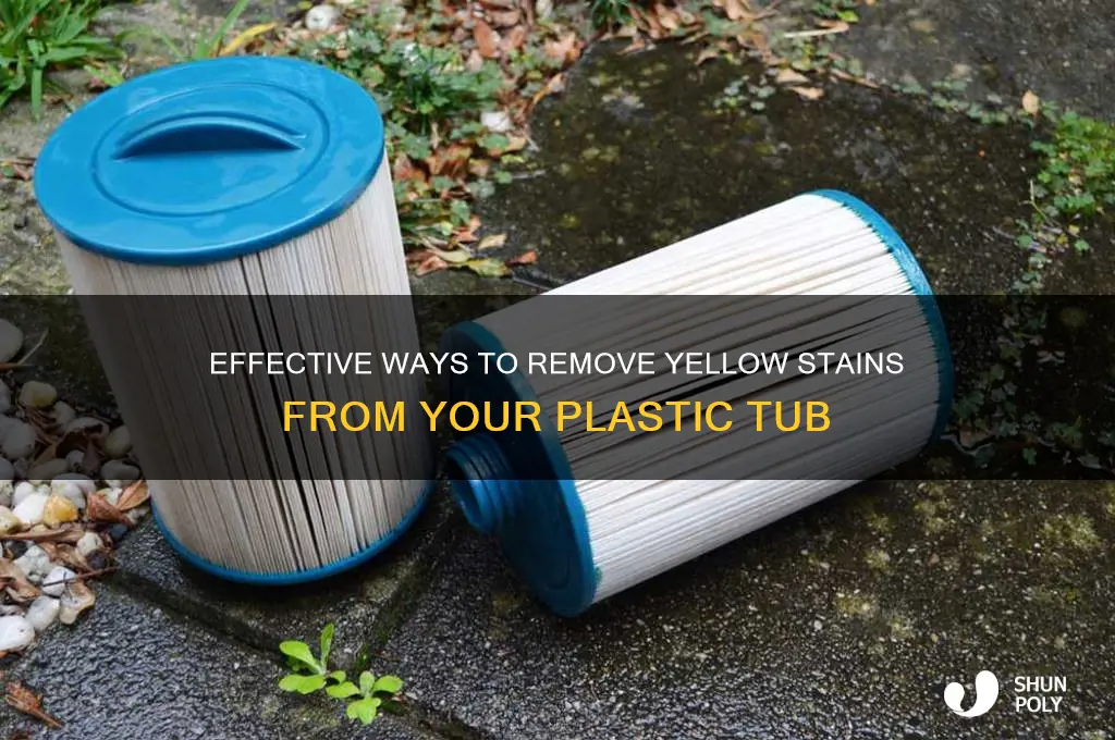 how to remove yellow stain from plastic tub