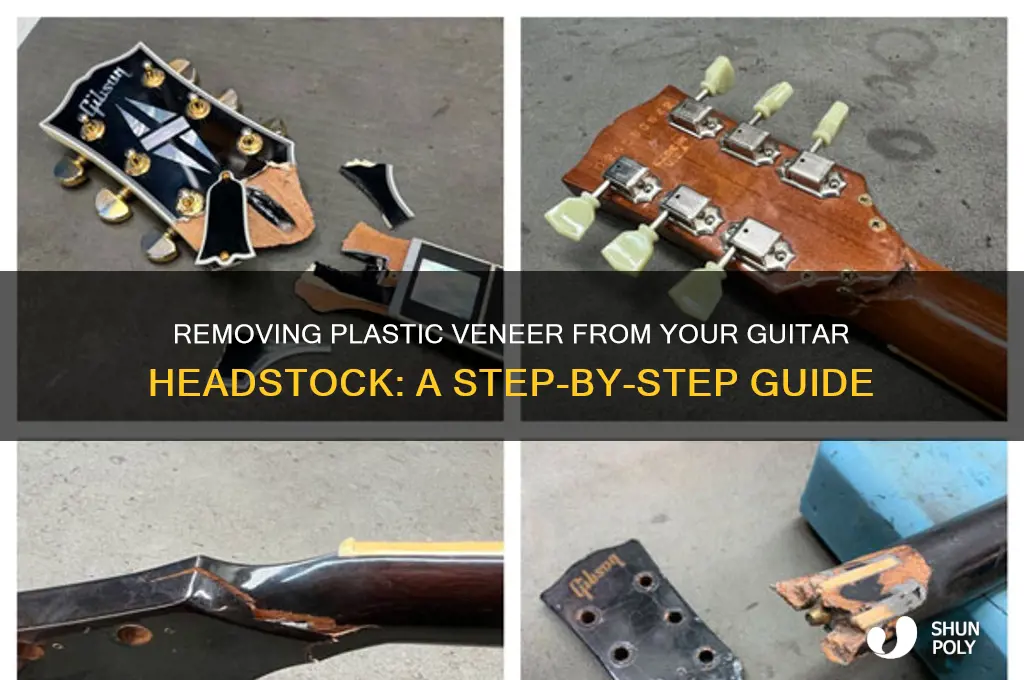 how to removed plastic veneer on guitar headstock