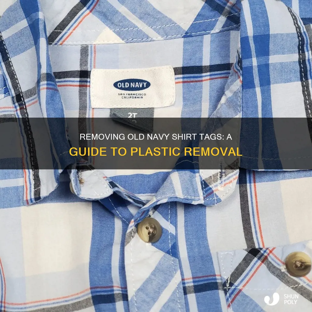 how to removeold navy shirt tags plastic