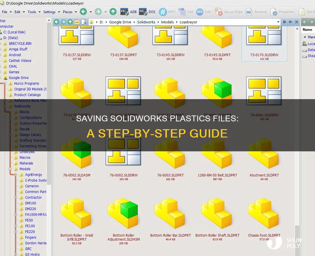 how to save solidworks plastic files