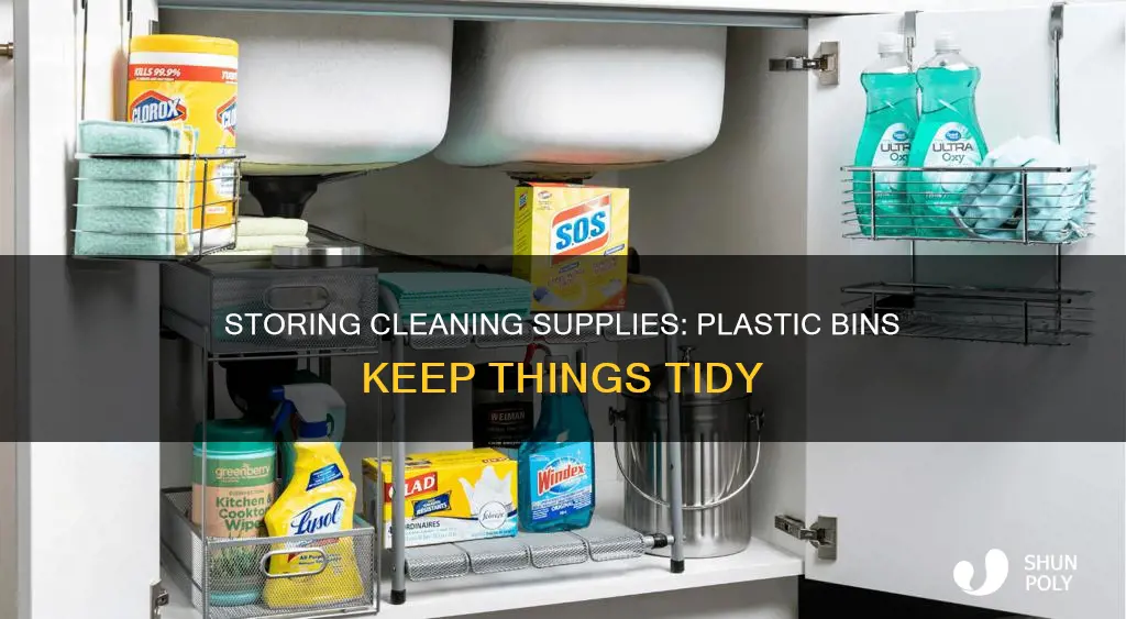 how to store cleaning products plastic bin