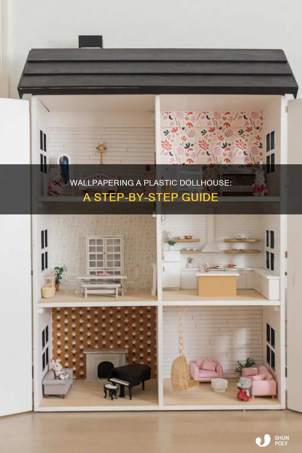 how to wallpaper a plastic dollhouse