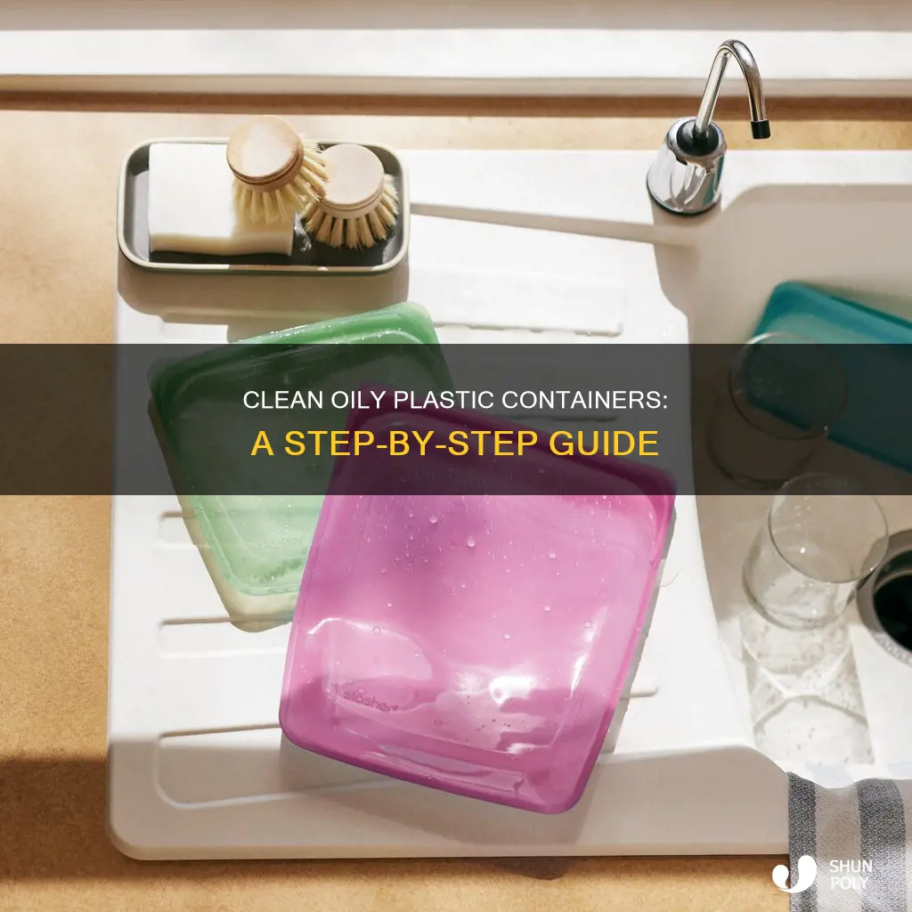 how to wash oily plastic containers