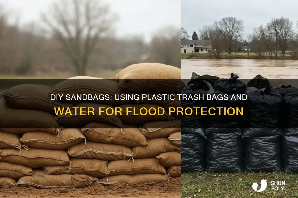 how use plastic trash bags and water as sandbag