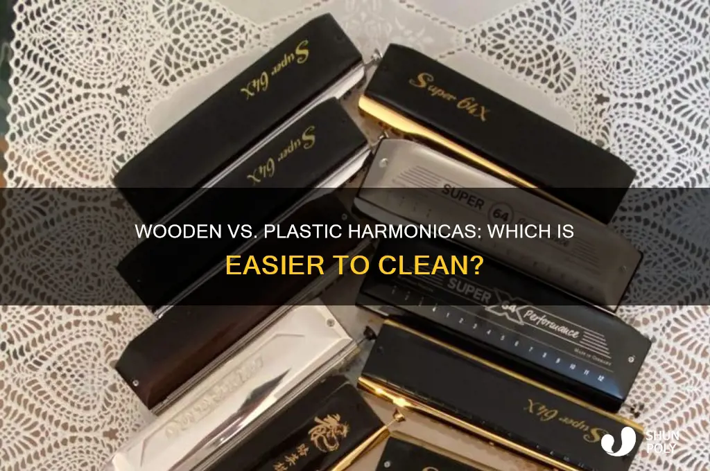 is a wooden or plastic harmonica easier to clean