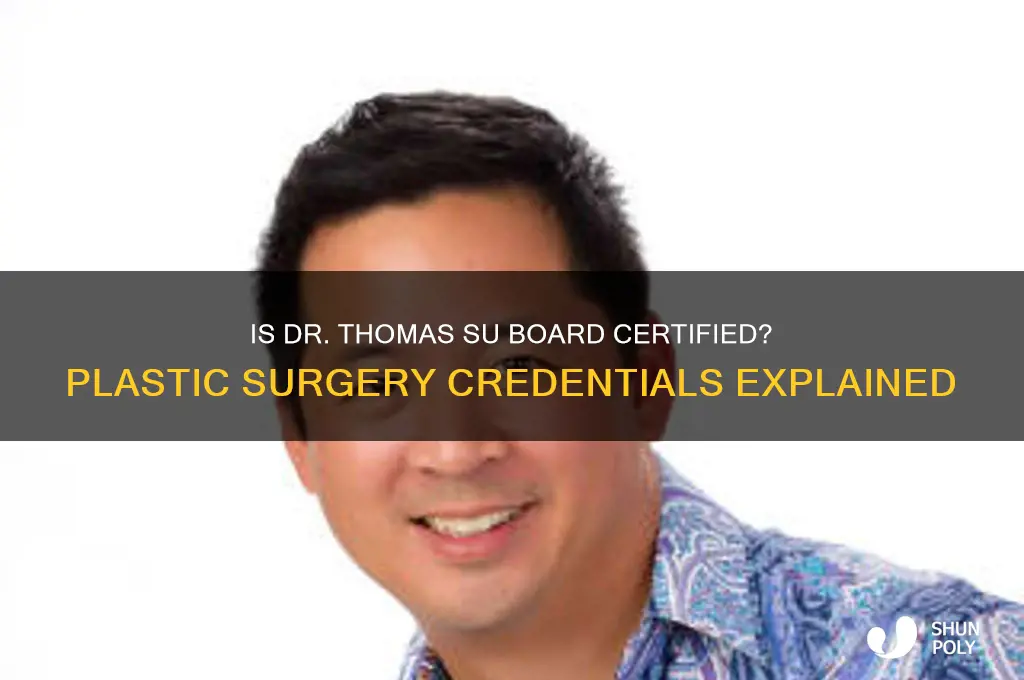 is dr thomas su a board certified plastic surgeon