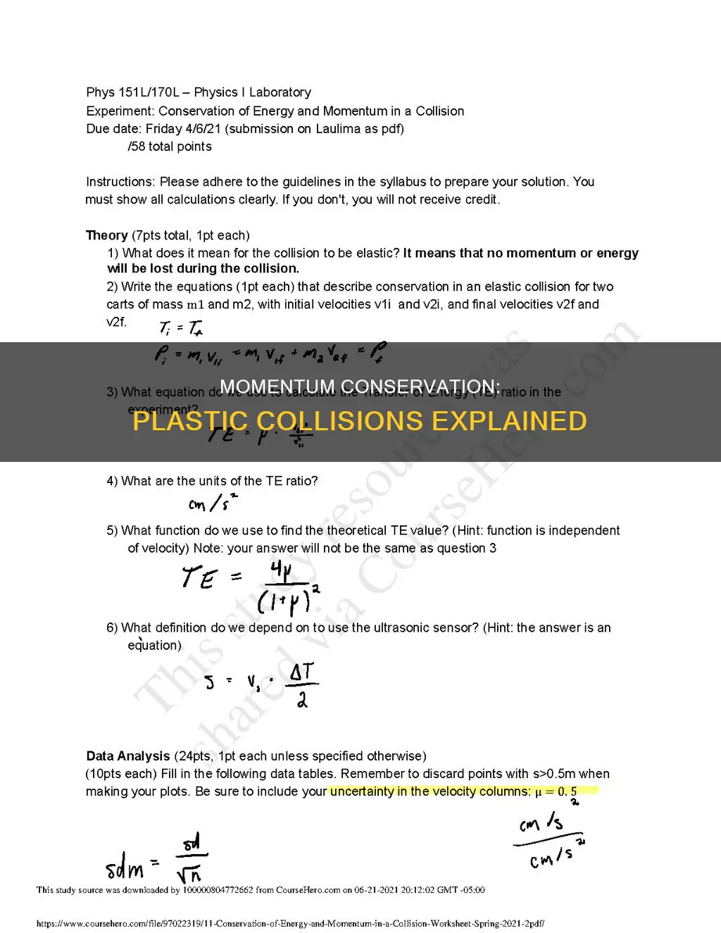 is momentum conserved in an plastic collision