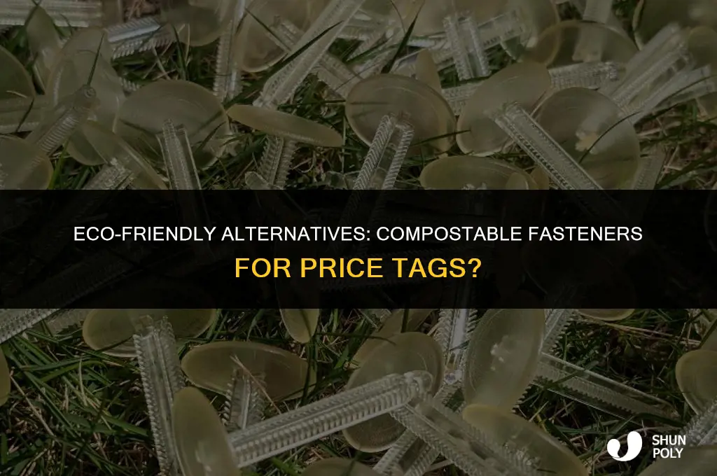 is there a compostable for plastic fasteners on price tags
