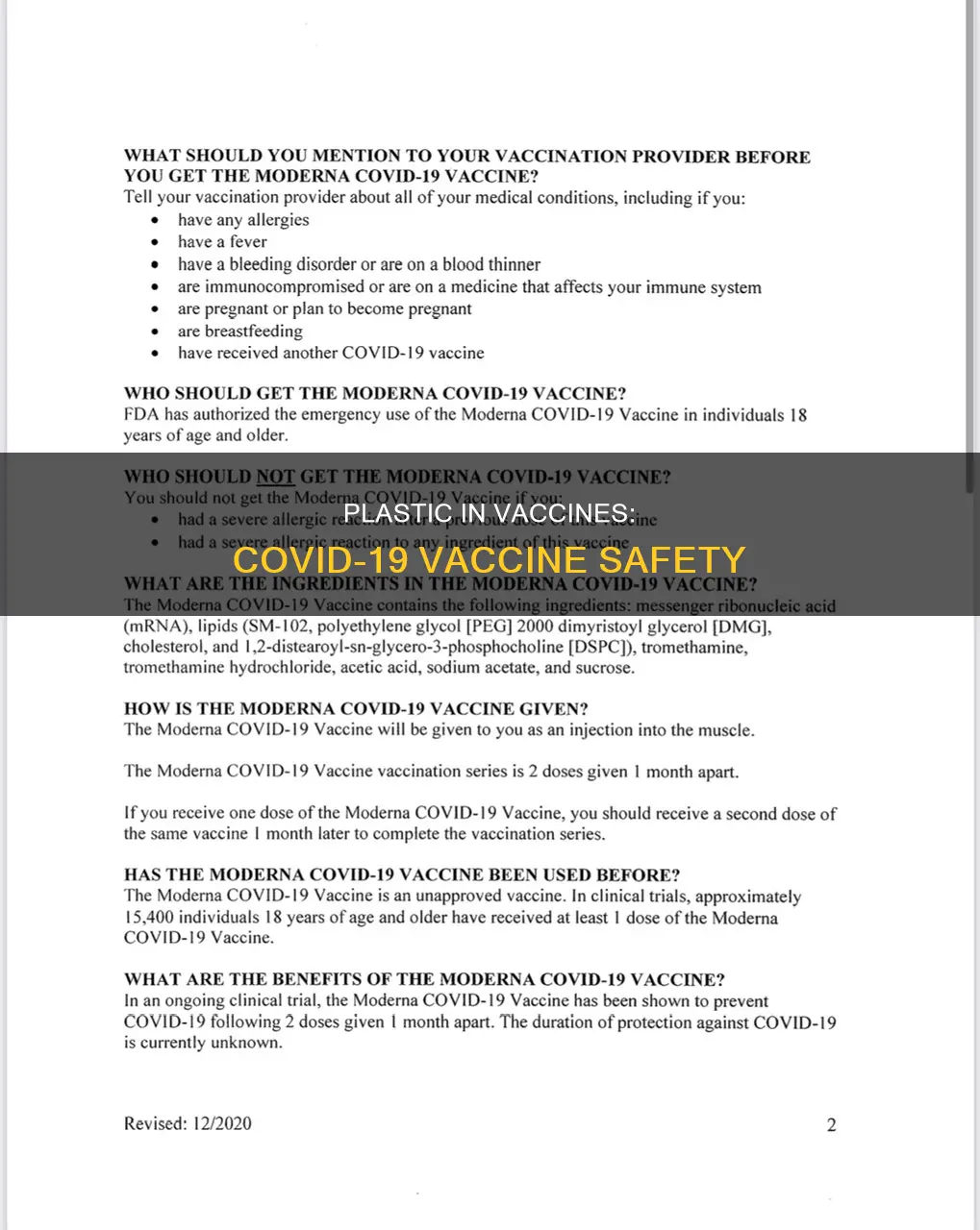 is there plastic in the covid vaccine