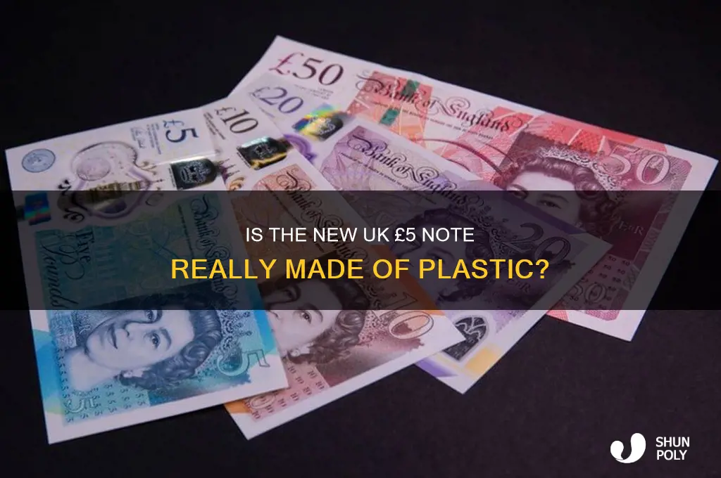 is uk 5 pound new is made of plastic