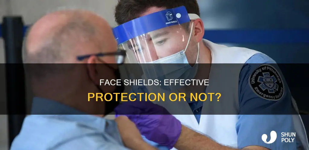 is wearing a plastic face shield effective