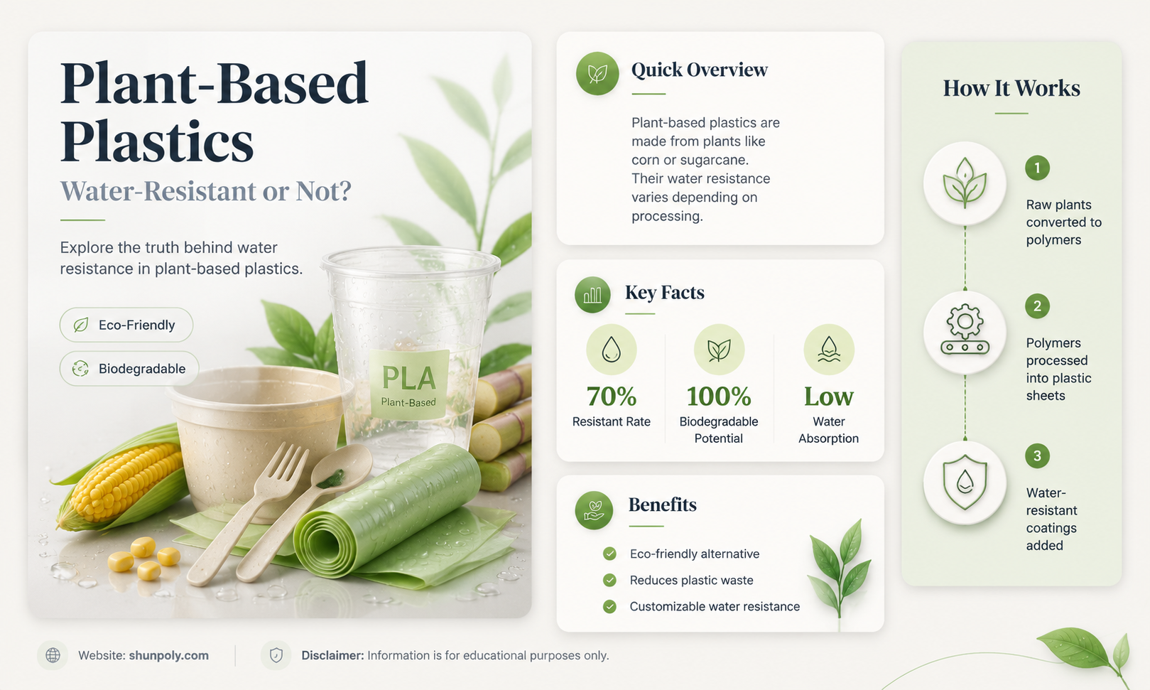 are plant-based plastics water resistant