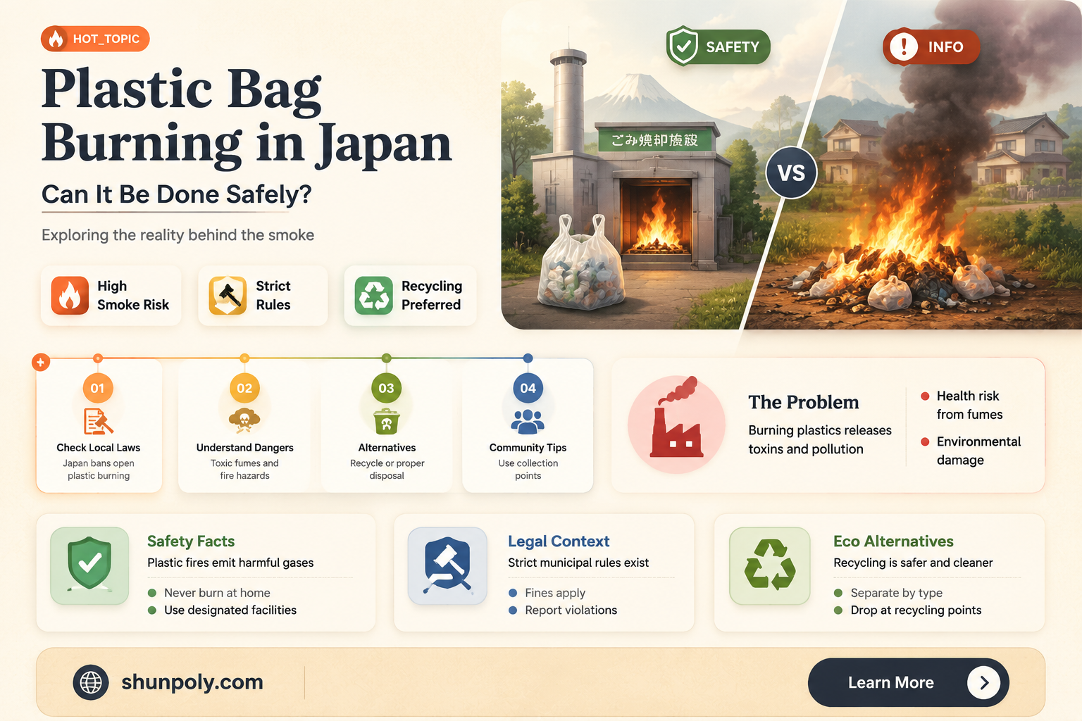 are plastic bags burnable japan