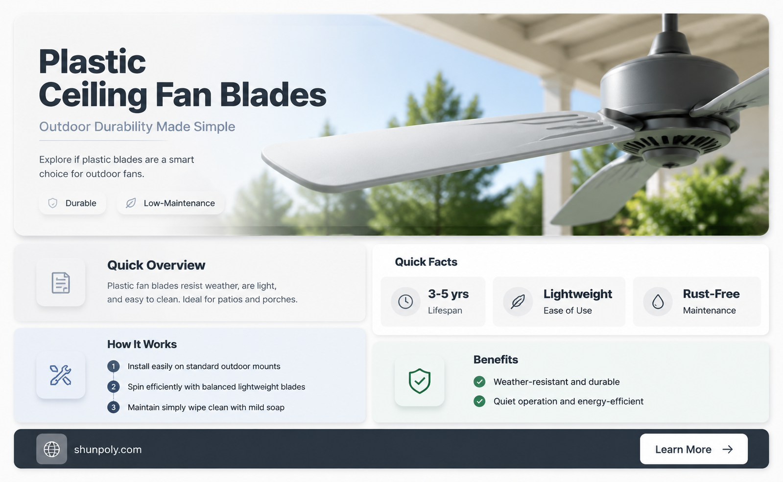 are outside ceiling fan blades plastic