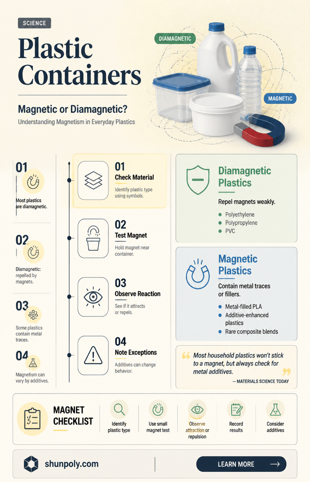 are empty plastic containers diagmagnetic
