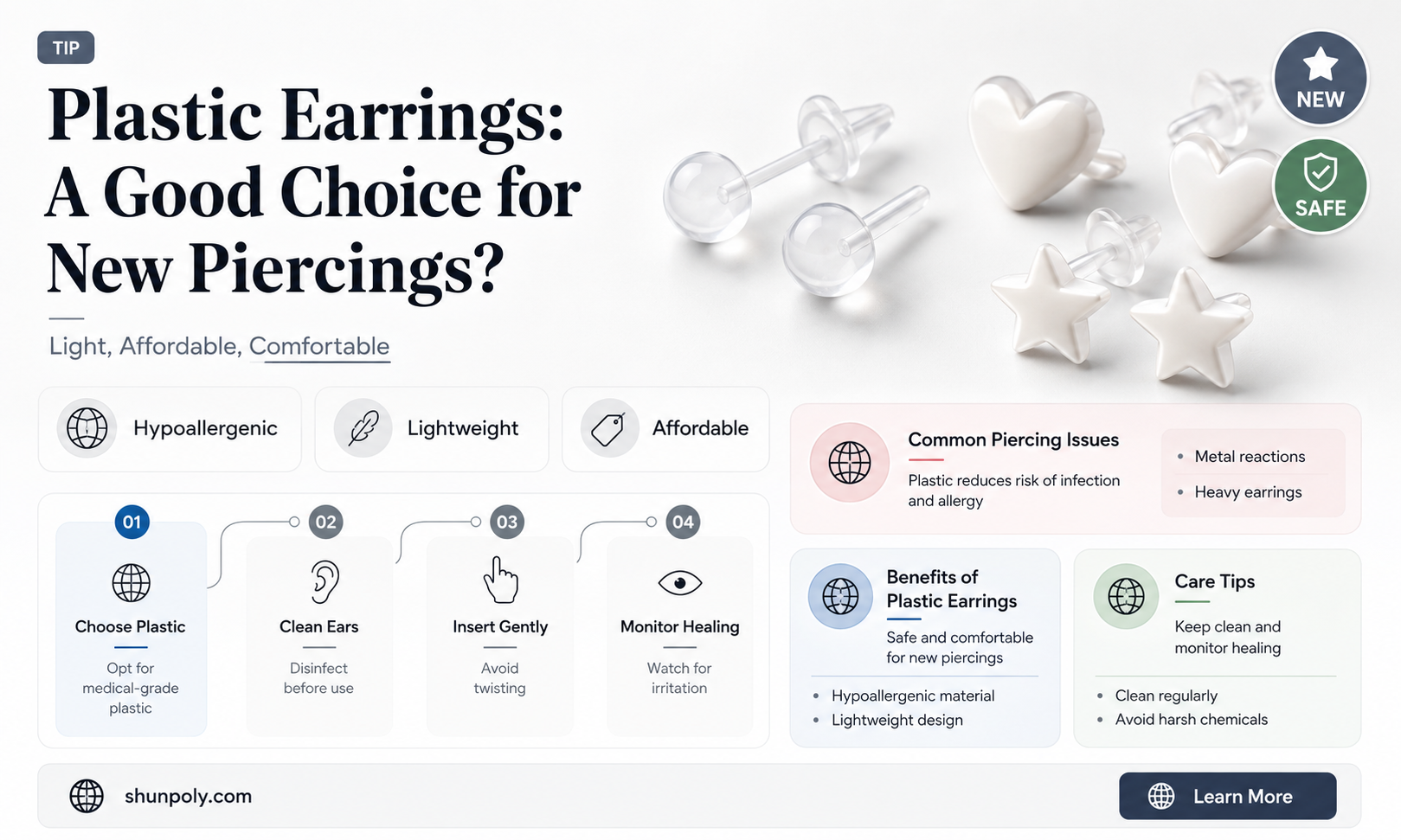 are plastic earrings good for new piercings