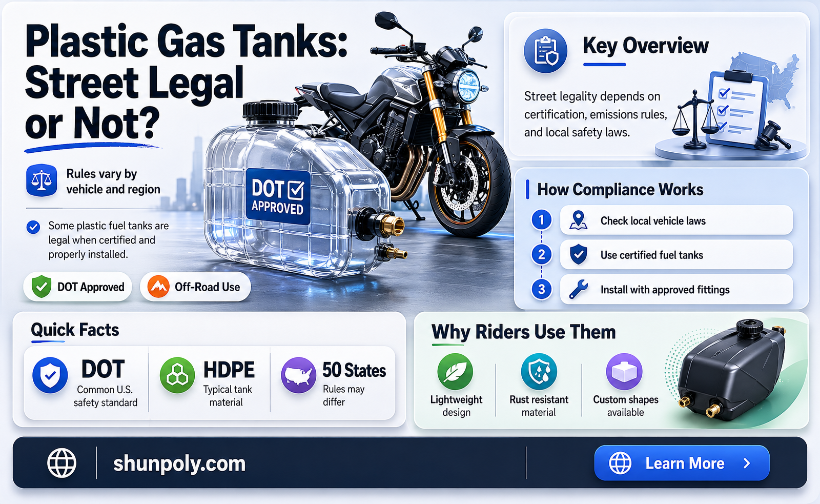 are plastic gas tanks street legal