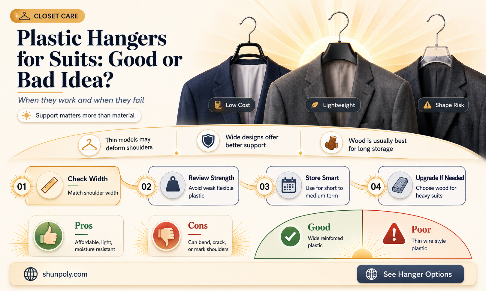 are plastic hangers ok for suits