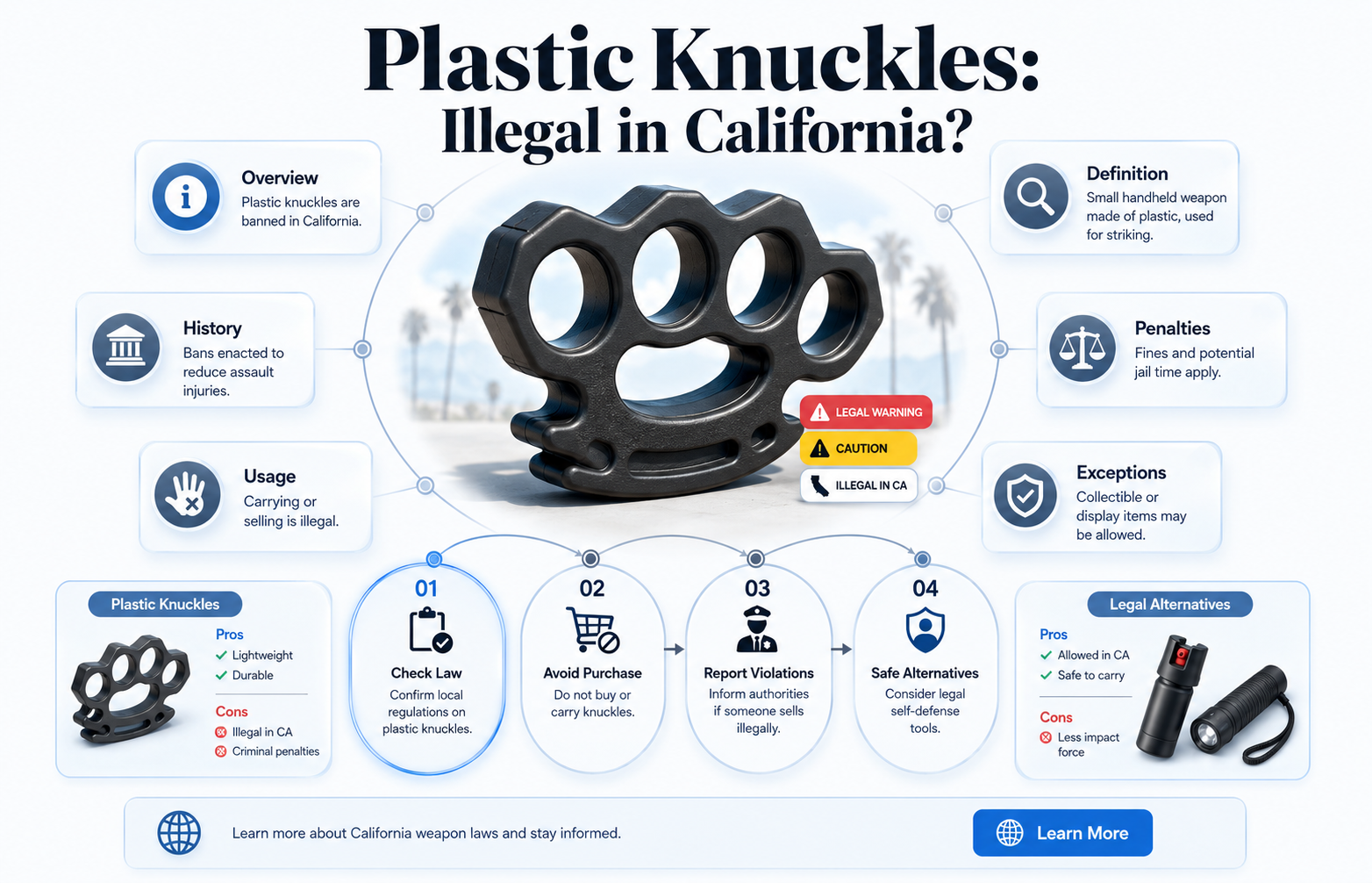 are plastic knuckles illegal in california