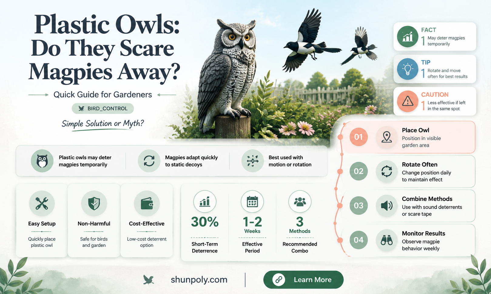 are maggpies afraid of plastic owls