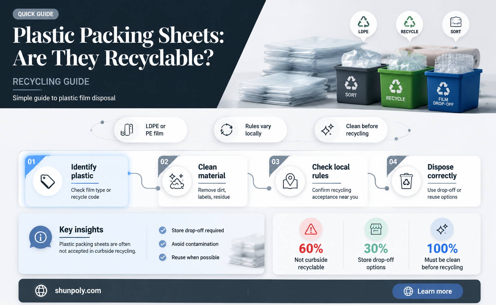 are plastic packing sheets recyclable