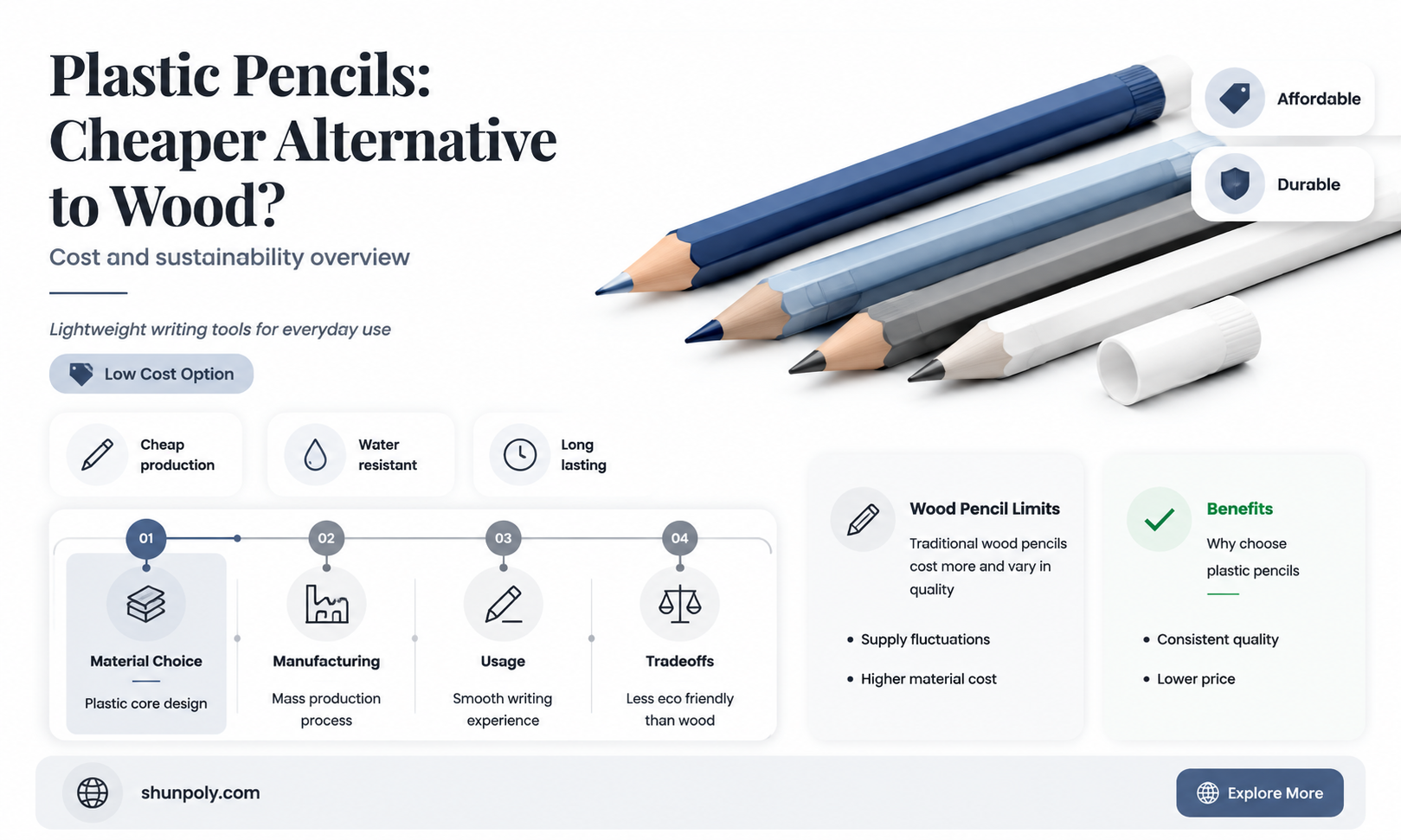 are plastic pencils cheaper than wood