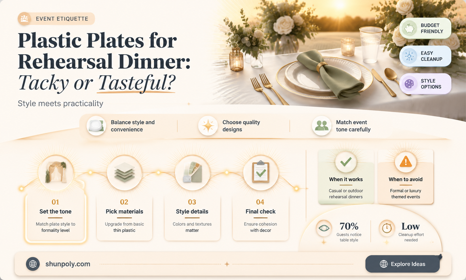 are plastic plates for rehearsal dinner ok