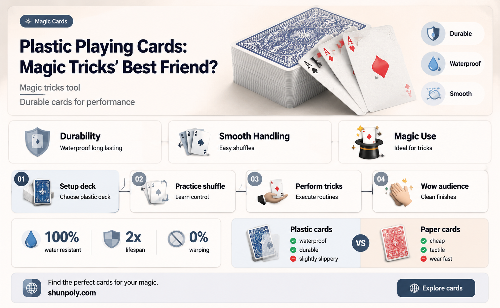 are plastic playing cards good for magic