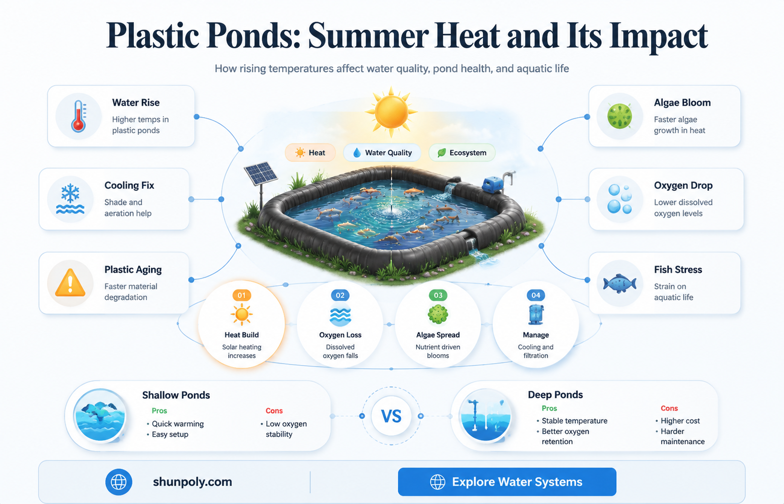 are plastic ponds hotter in summer