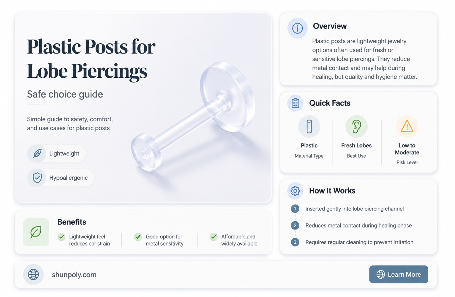 are plastic posts helthy for lobe piercings