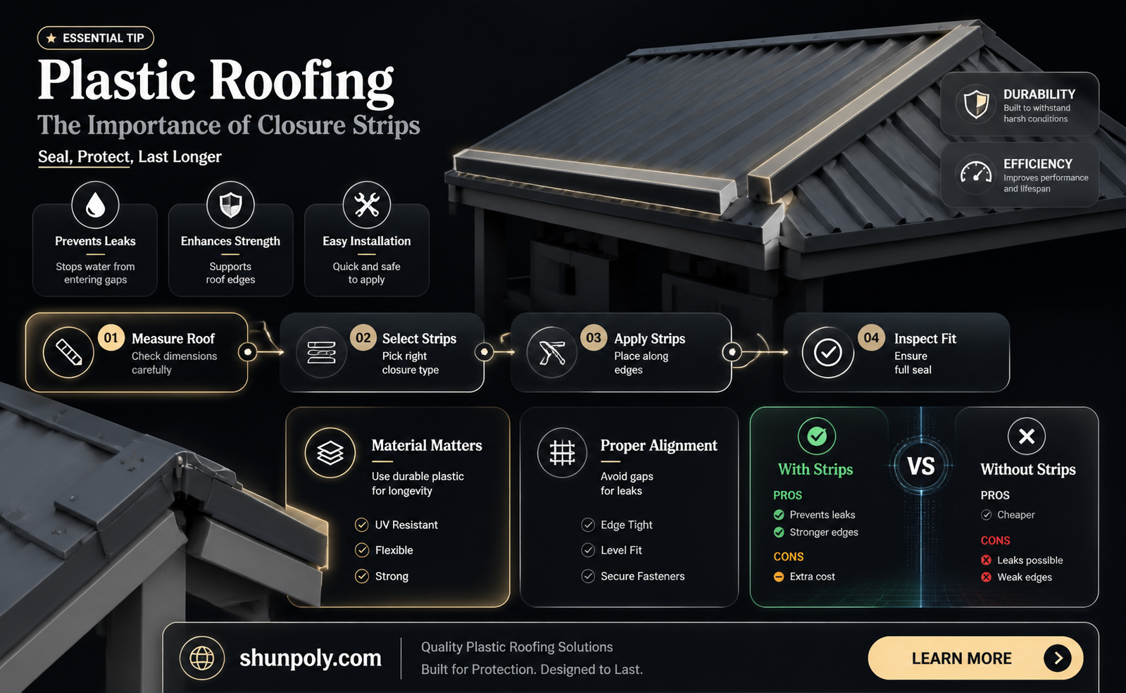 are closure strips necessary for plastic roofing