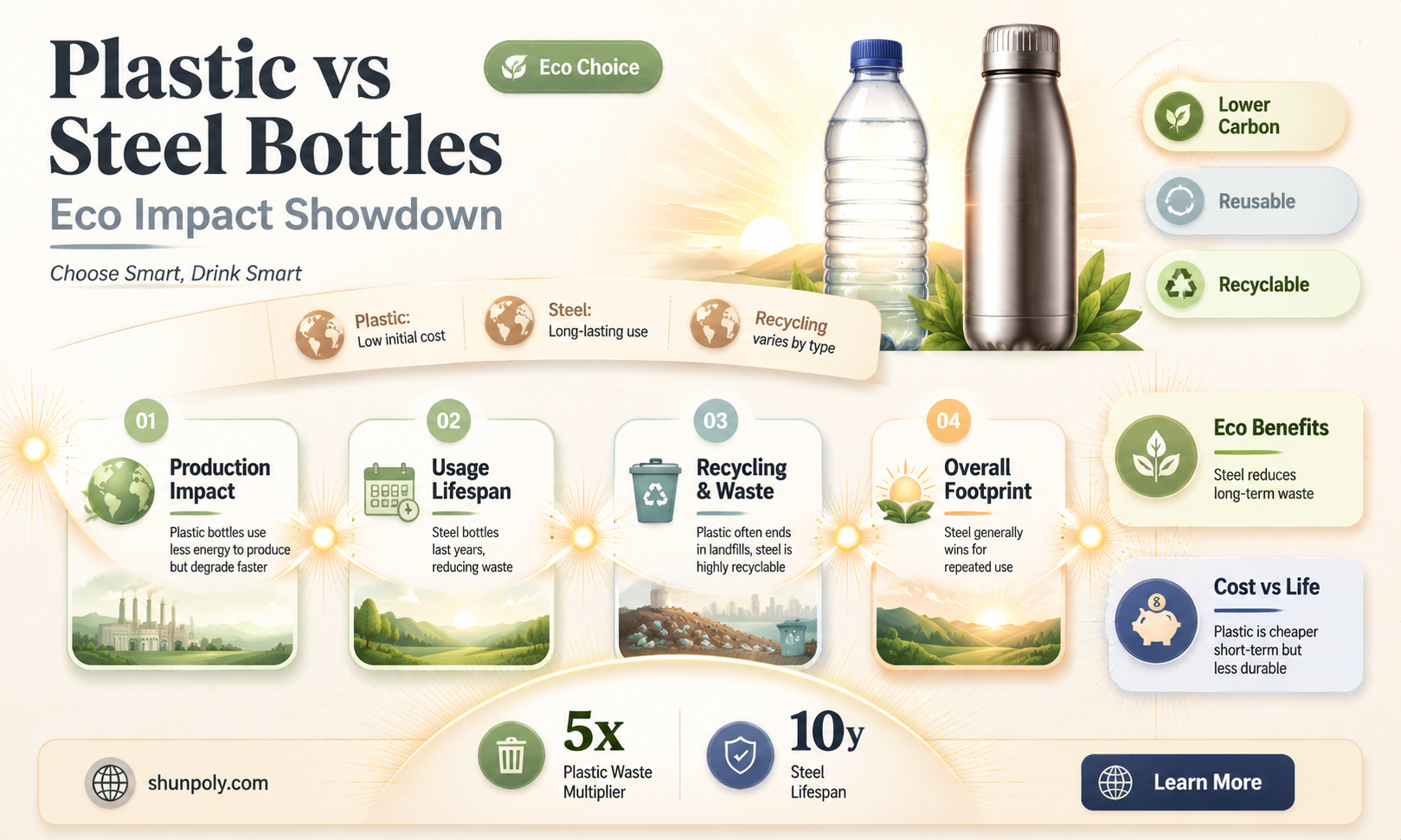 are plastic bottle sbetter or steel