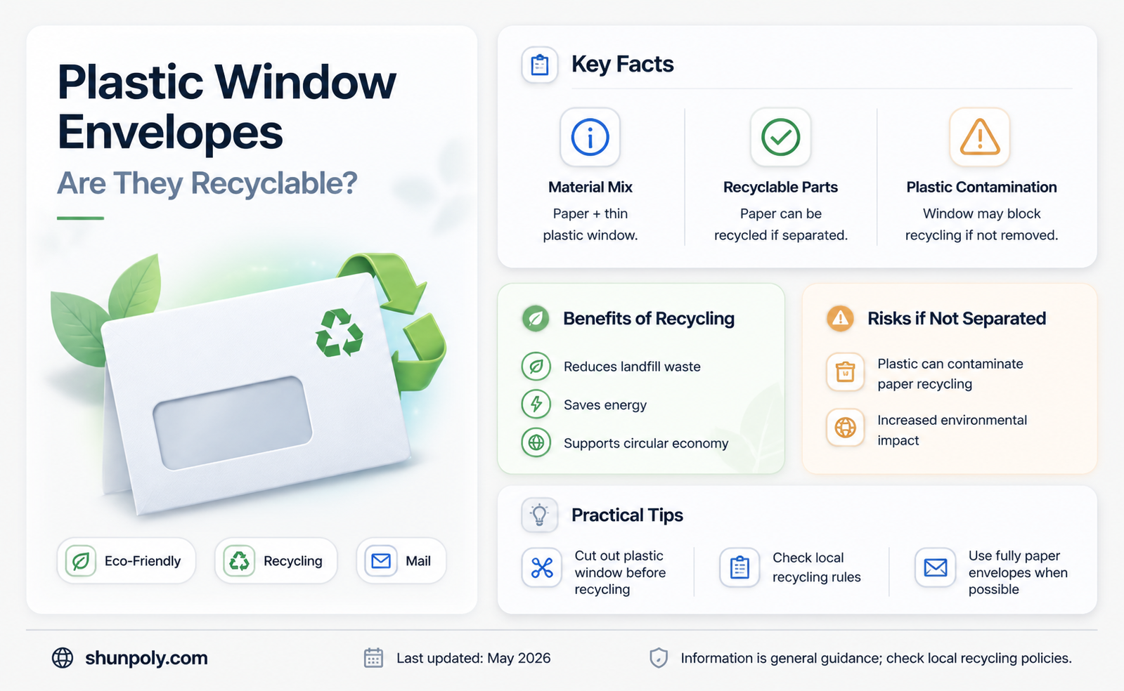 are envelopes with plastic windows recyclable