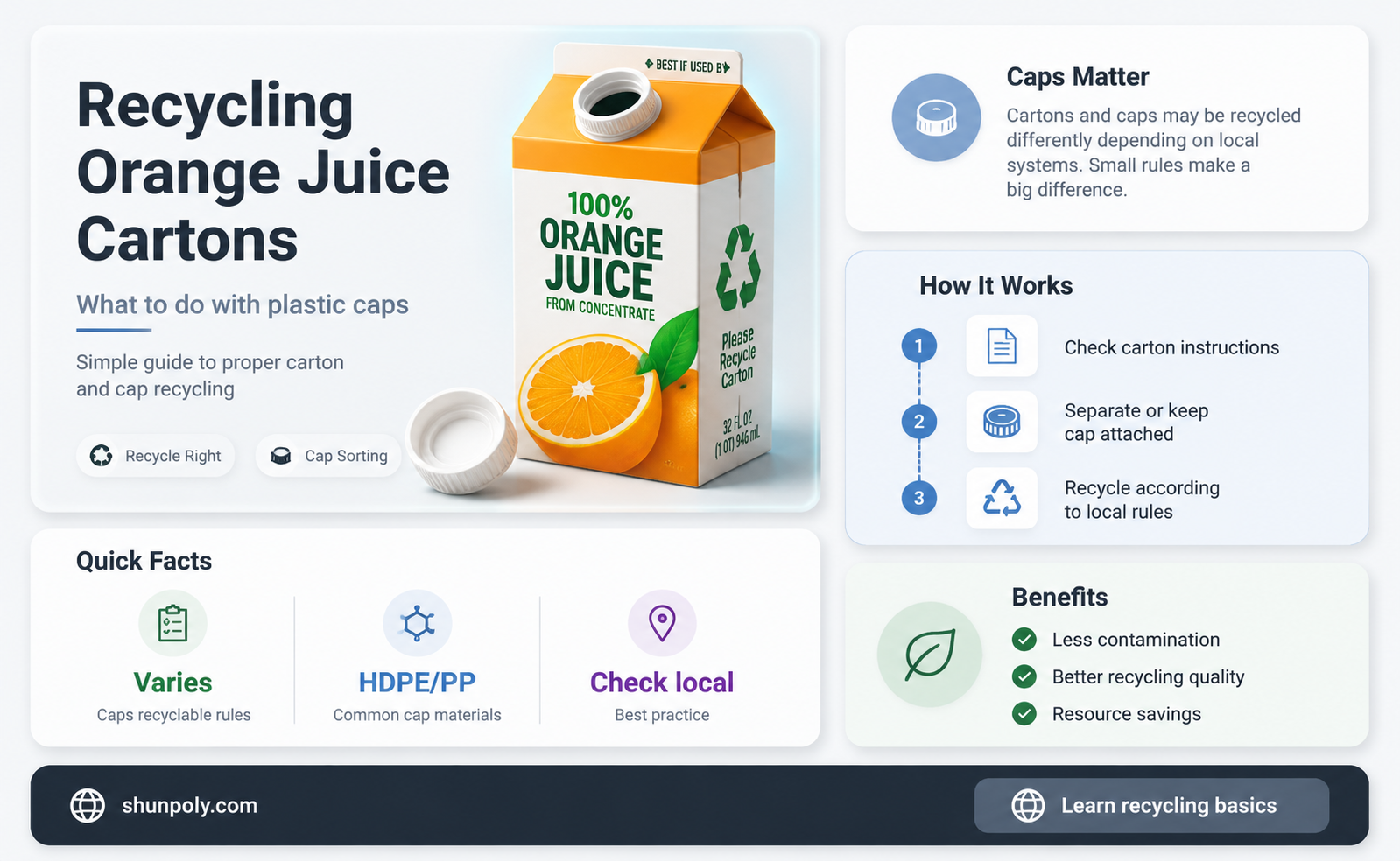 are plastic orange juice caps recyclable