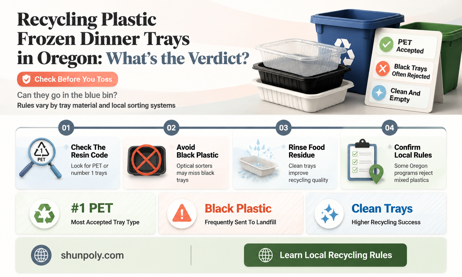 are plastic frozen dinner trays recyclable in oregon