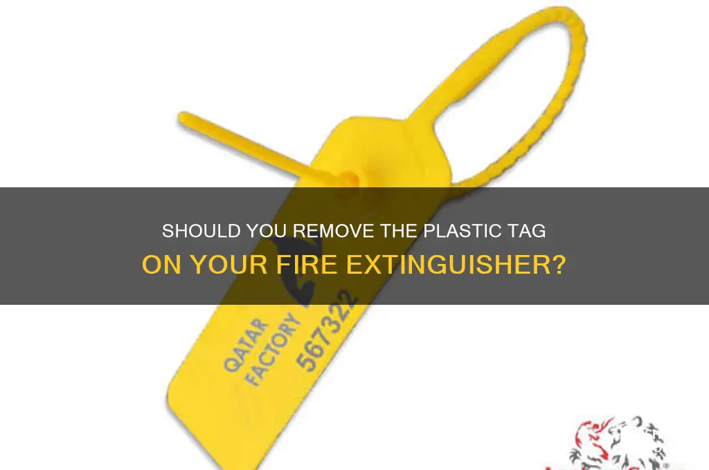 should i remove the plastic tag on fire extinguisher
