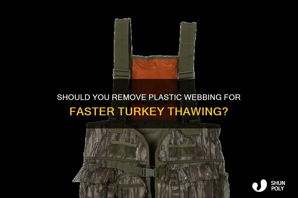 should plastic webbing be removed to hasten thawing of turkey